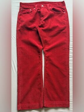 Levi's Straight Deep Red Corduroy Pants Black Batwing Tag White Tab